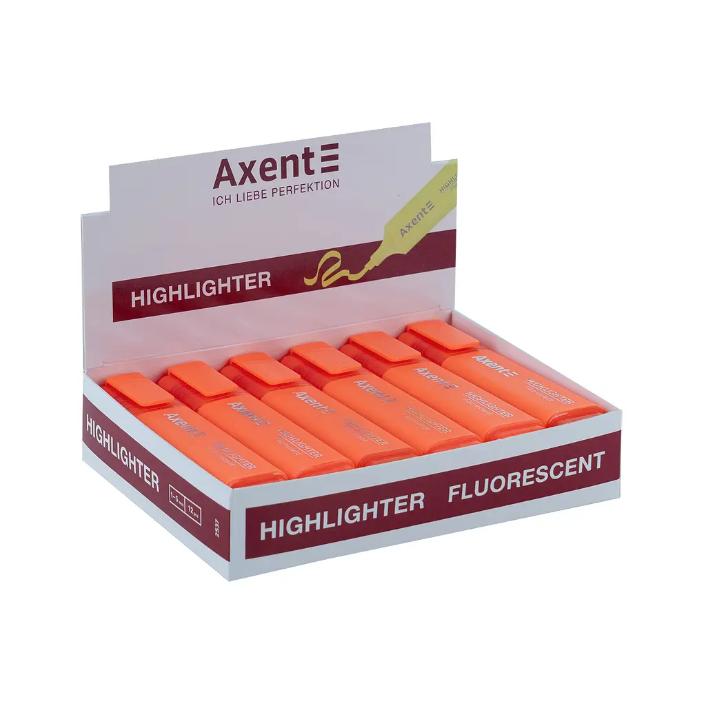 Маркер Axent Highlighter 2537-A, 1-5 мм клиноп. помаранчевий (2537-12-A) - фото 2