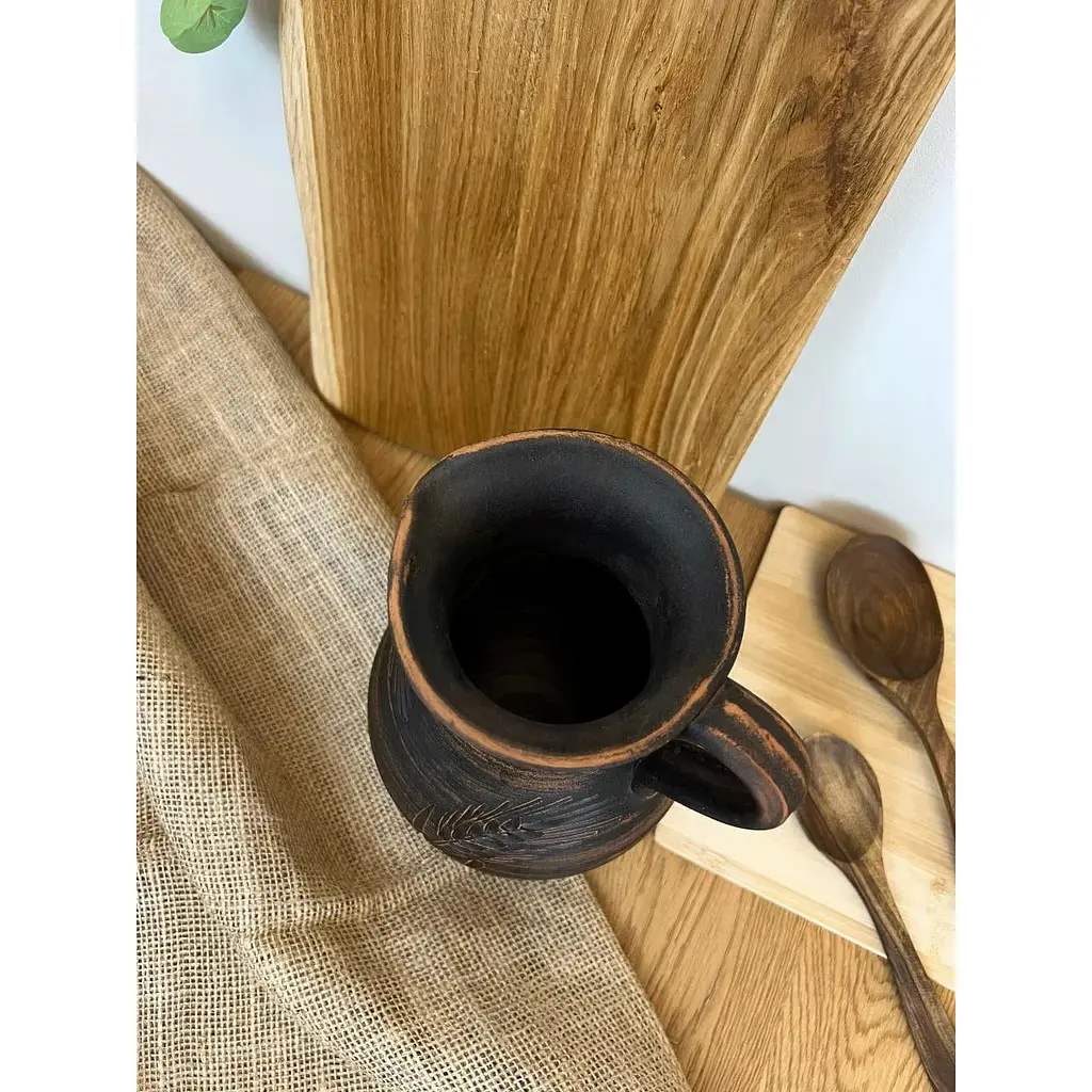 Кувшин 2 литра керамический (глиняный) резной с ручкой колосок - фото 7