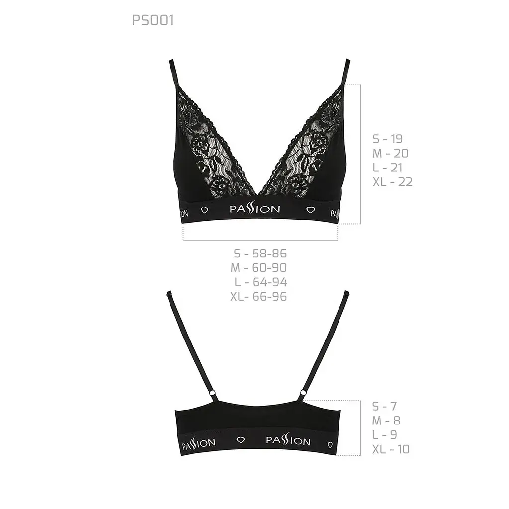Еластичний топ з мереживом Passion PS001 TOP S, black - фото 6