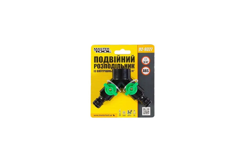 Розподiльник двоканальний 1/2 для шланга поливального Mastertool 92-9327 - фото 2