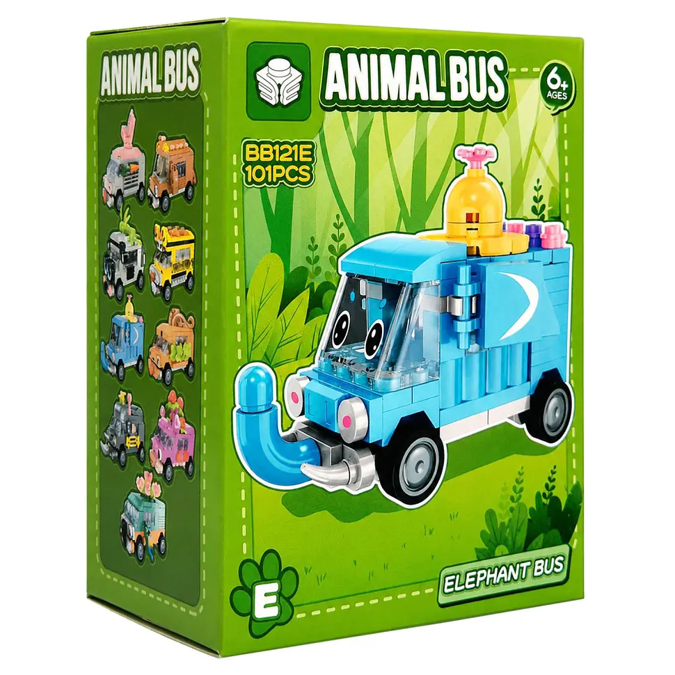 Дитячий конструктор Elephant Bus BB121E-E серії Animal Bus, 101 деталь