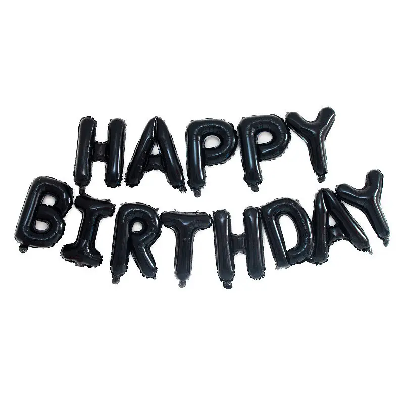 Кульки Happy birthday фольговані 16 дюймів чорні - фото 2