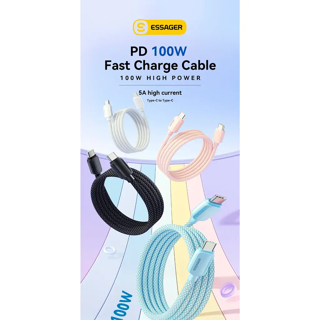Дата кабель USB-C to USB-C 2.0m 100W blue Essager (EXCTT1-WLA03-P) - фото 2