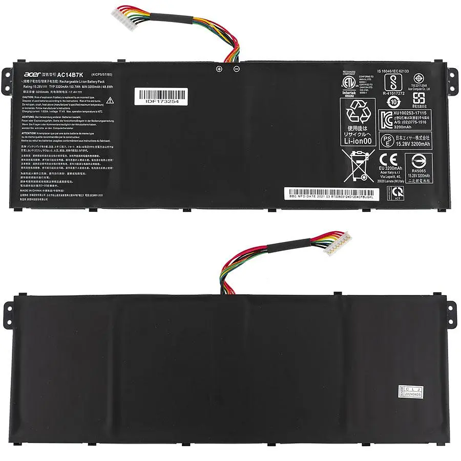 Батарея для ноутбука Acer AC14B7K (Spin 5 SP515-51GN SWIFT 3 SF314-56 SF314-51 Nitro 5 AN515-42) 15.28V 3320mAh 50.7Wh Чорний - фото 2