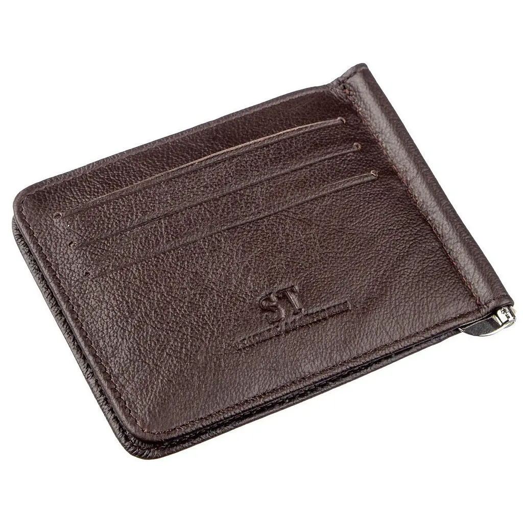 Зручний чоловічий затискач для купюр ST Leather 18938 коричневий - фото 2