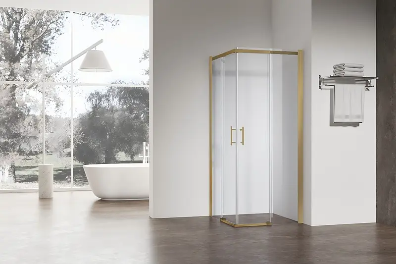 Душова кабіна без піддону Koer SR SC03-90x90x200-TR-12 прозоре скло Easy Clean 6 мм, матове з KR5358, Універсальна, прозорий, золотий - фото 8