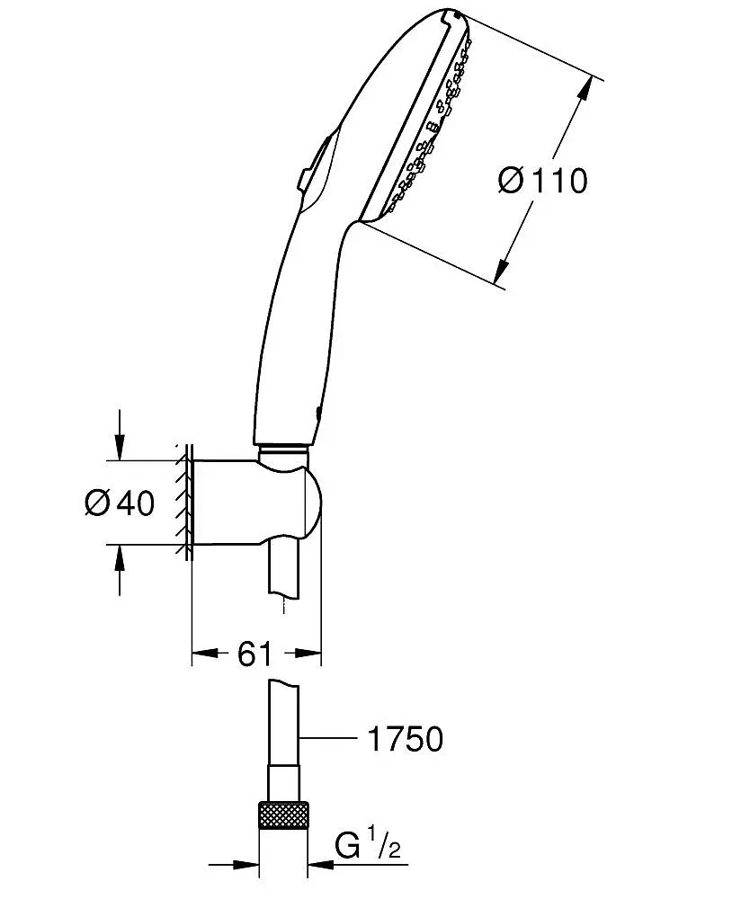 Душовий гарнітур Grohe Tempesta 3 режими струменя 110 27849003, Хром - фото 4