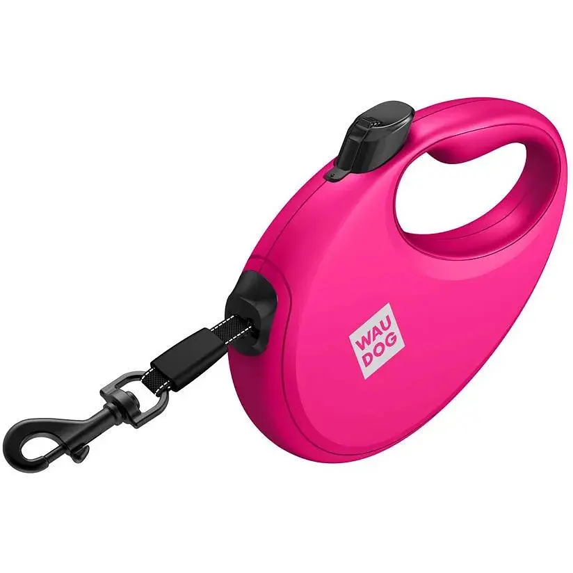 Повідець-рулетка для собак Waudog R-leash з контейнером для пакетів, світловідбивна стрічка, L, до 40 кг, 5 м, рожевий - фото 5