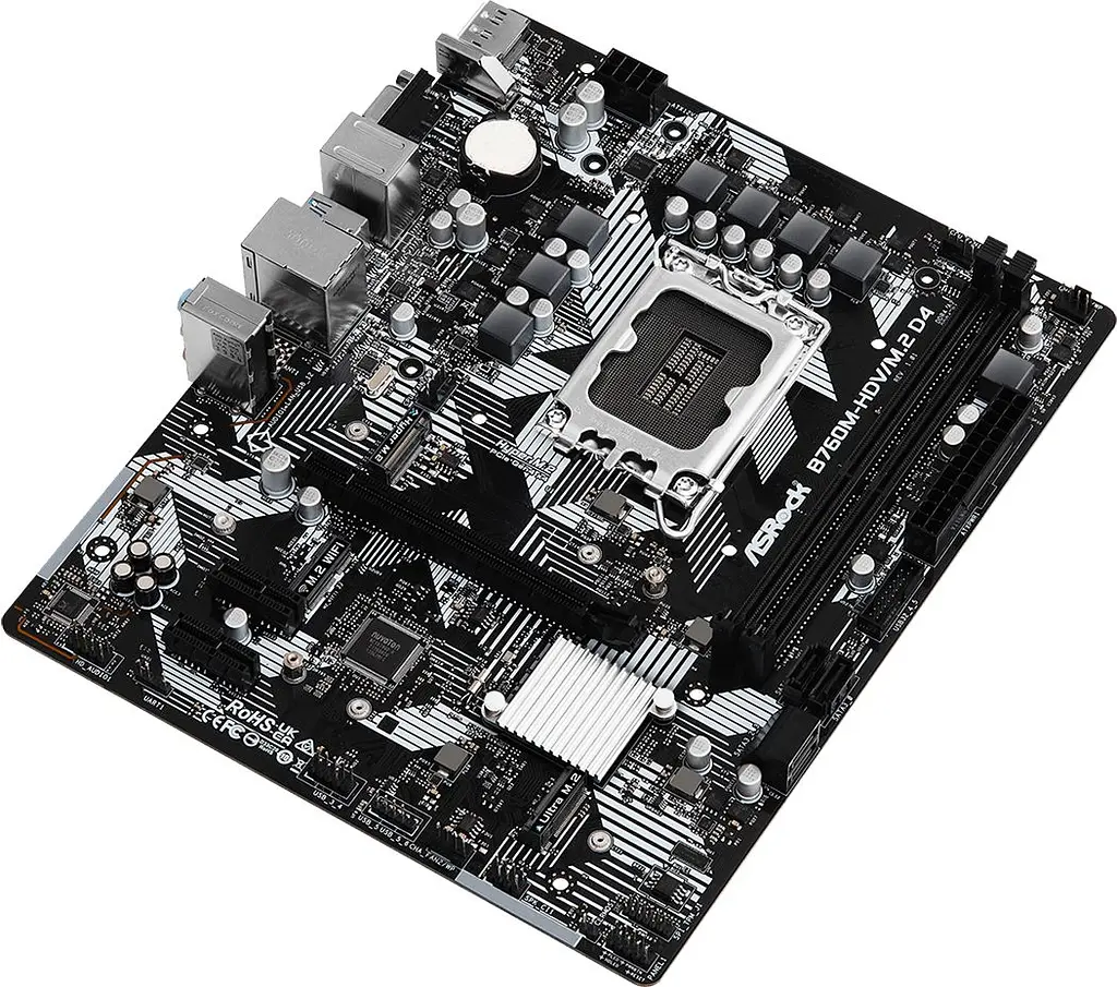 ASRock B760M-HDV/M.2 D4 (1700/B760, 2*DDR4, 1xPCIex16, 4xSATAІІІ, 3xM.2, GLan, 7.1ch, mATX) (B760M-HDV/M.2 D4) - фото 3