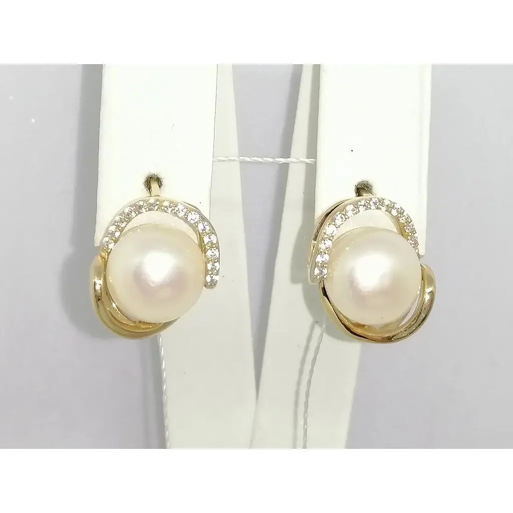 Золоті сережки Імперія золота з перлами і фіанітами. СВ243И - фото 5