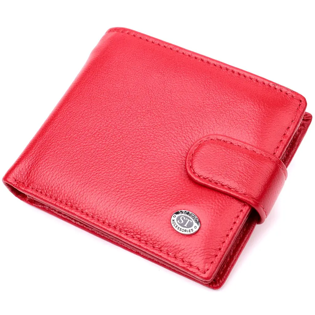 Яскраве жіноче портмоне з блоком для карт з натуральної шкіри ST Leather 19471 червоне - фото 5