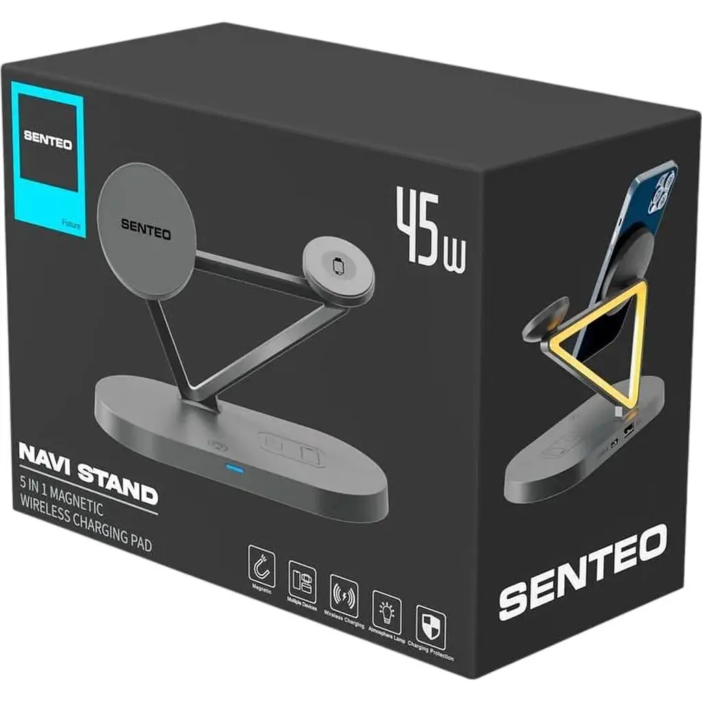 Бездротовий зарядний пристрій Senteo D1 Navi Stand 5in1 Black [169188] - фото 3