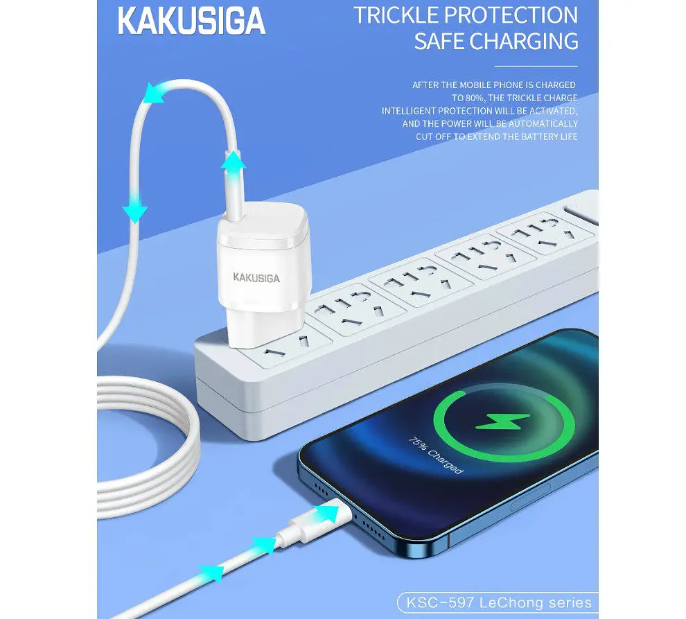 Зарядний пристрій для смартфона KAKUSIGA KSC597 20W із швидким заряджанням QC3.0 + кабель 3 А - фото 4