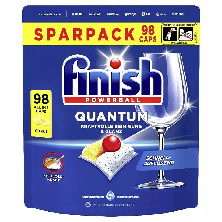 Капсулі для посудомийних машин Finish Quantum 98 шт (4251758427465)