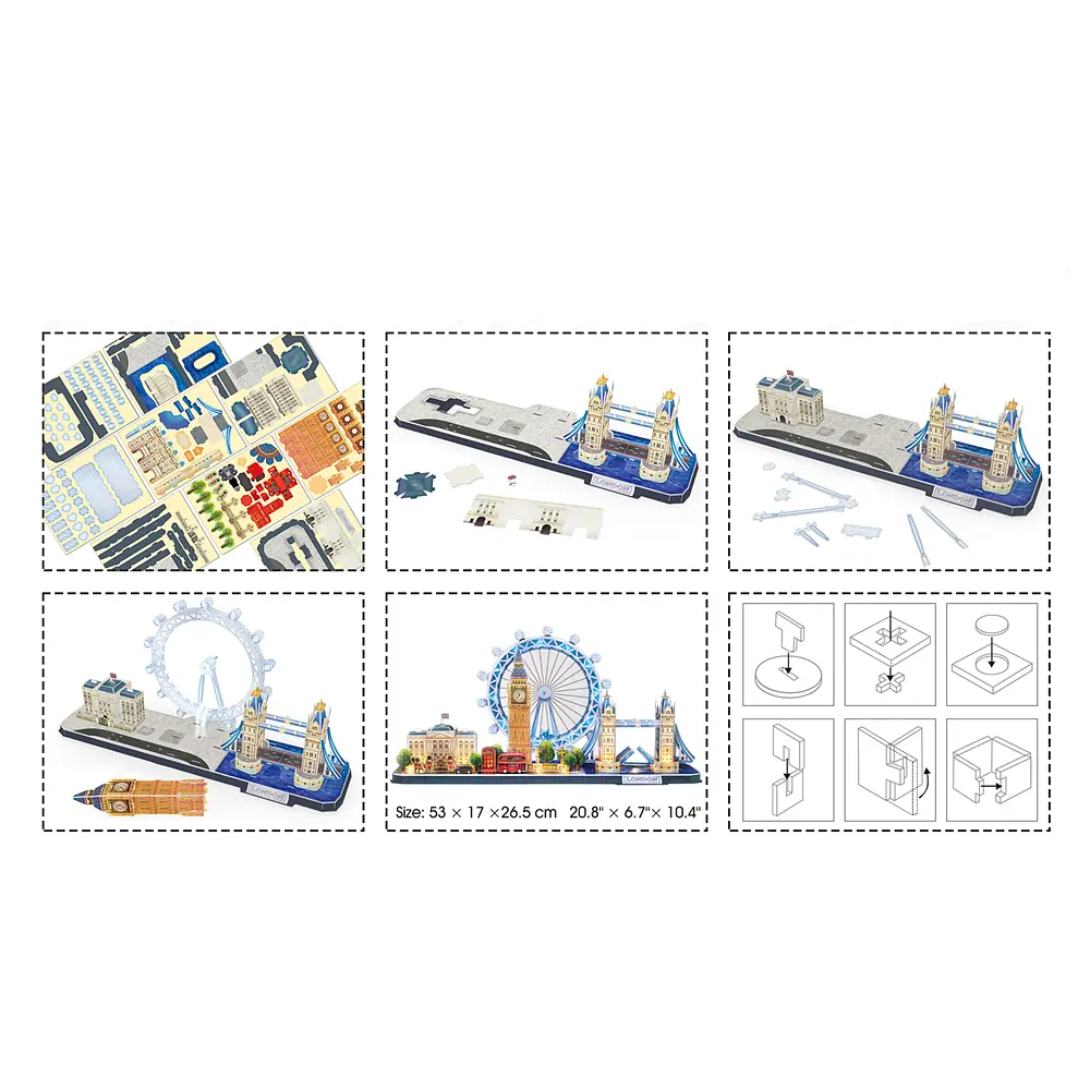 Тривимірна головоломка-конструктор CubicFun City line з LED підсвіткою Лондон (L532h) - фото 6