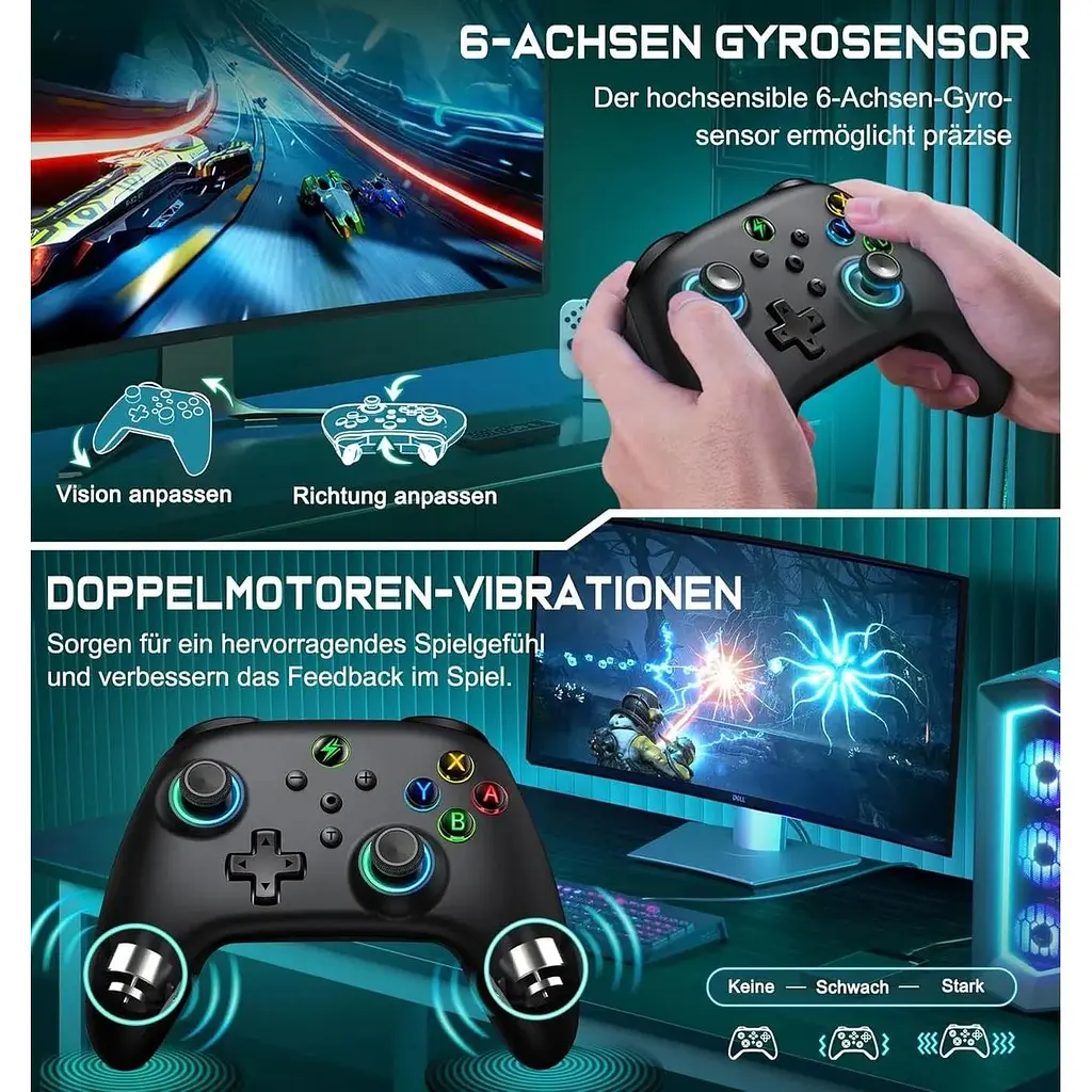 Перемикач бездротового контролера ALEEMTRY Pro Controller з функцією RGB Light/Programmable/Ake - фото 3