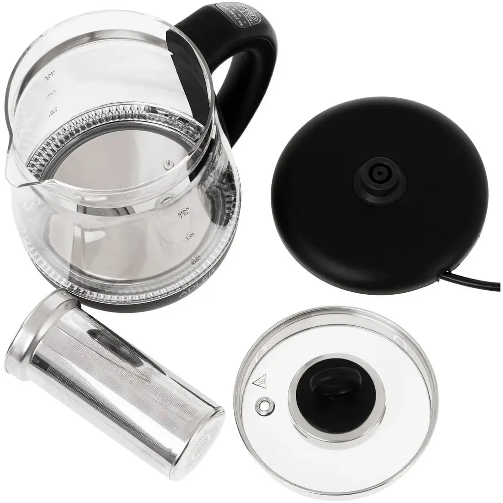 Чайник Adler AD 1299 стеклянный 1.5 л с заварочным блоком и контролем температуры черный - фото 8