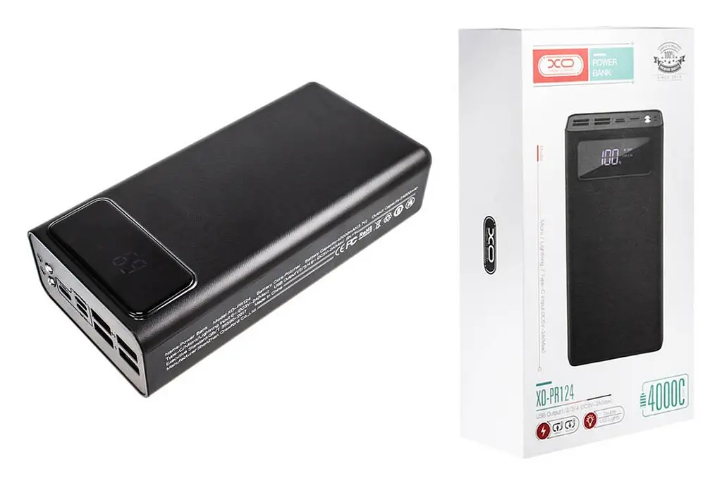 Зовнішній акумулятор Power bank XO PR124 40000 mAh із швидкою зарядкою та ліхтариком чорний - фото 4
