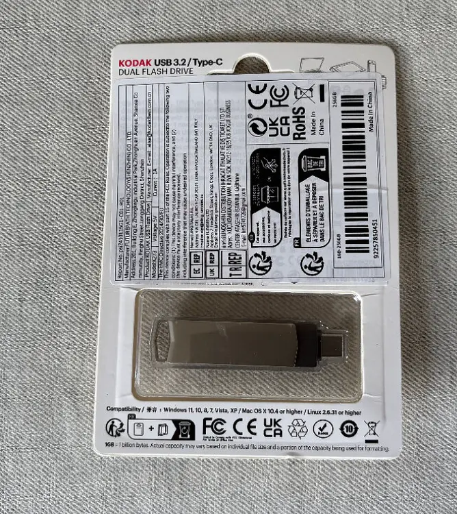 Флешка Kodak 256 ГБ з USB 3.2 та Type-C для швидкої передачі даних Сірий - фото 3