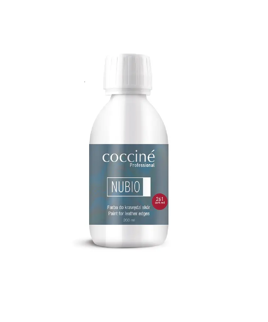Фарба для країв шкіри Coccine Nubio, 200 мл, темно-червона — професійна фарба для ременів, сумок та шкіряних виробів