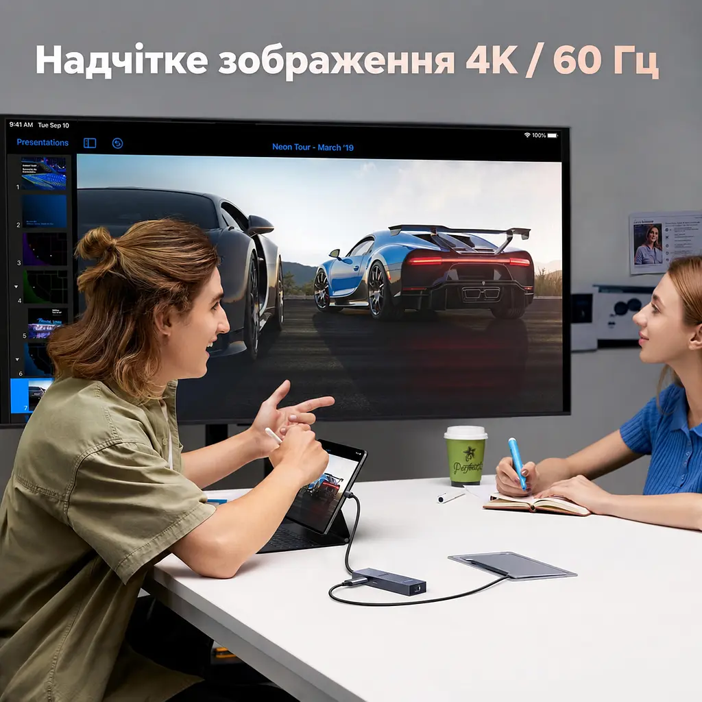 Док-станція UGREEN Revodok Pro CM828 хаб з підключенням до комп’ютера через USB-C 6 в 1 відеовихід HDMI 4K 60 Гц 2 USB-A та 1 USB-C для даних до 10 Гбіт/с Ethernet RJ45 до 1000 Мбіт/с вхід живлення USB-C PD 3.0 до 100 Вт із наскрізним заряджанням ноутбука до 85 Вт для HDMI потрібен USB-C комп’ютера з підтримкою відеовиходу дублювання екрана та розширення робочого столу з індикатором роботи вбудований кабель 0,3 м космічний сірий (45364) - фото 8