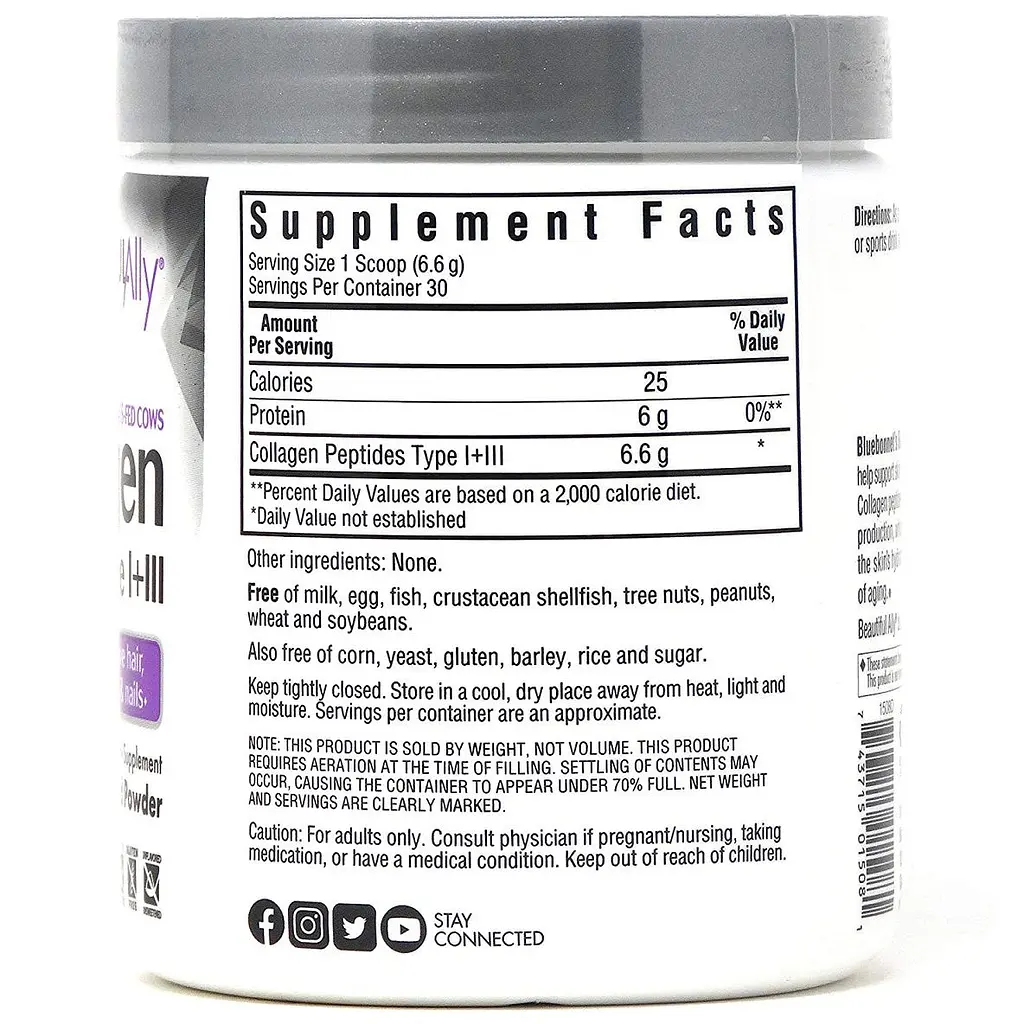 Колаген 1 і 3 типу Bluebonnet Nutrition Beautiful Ally Collagen Type I+III порошок 198 г - фото 2