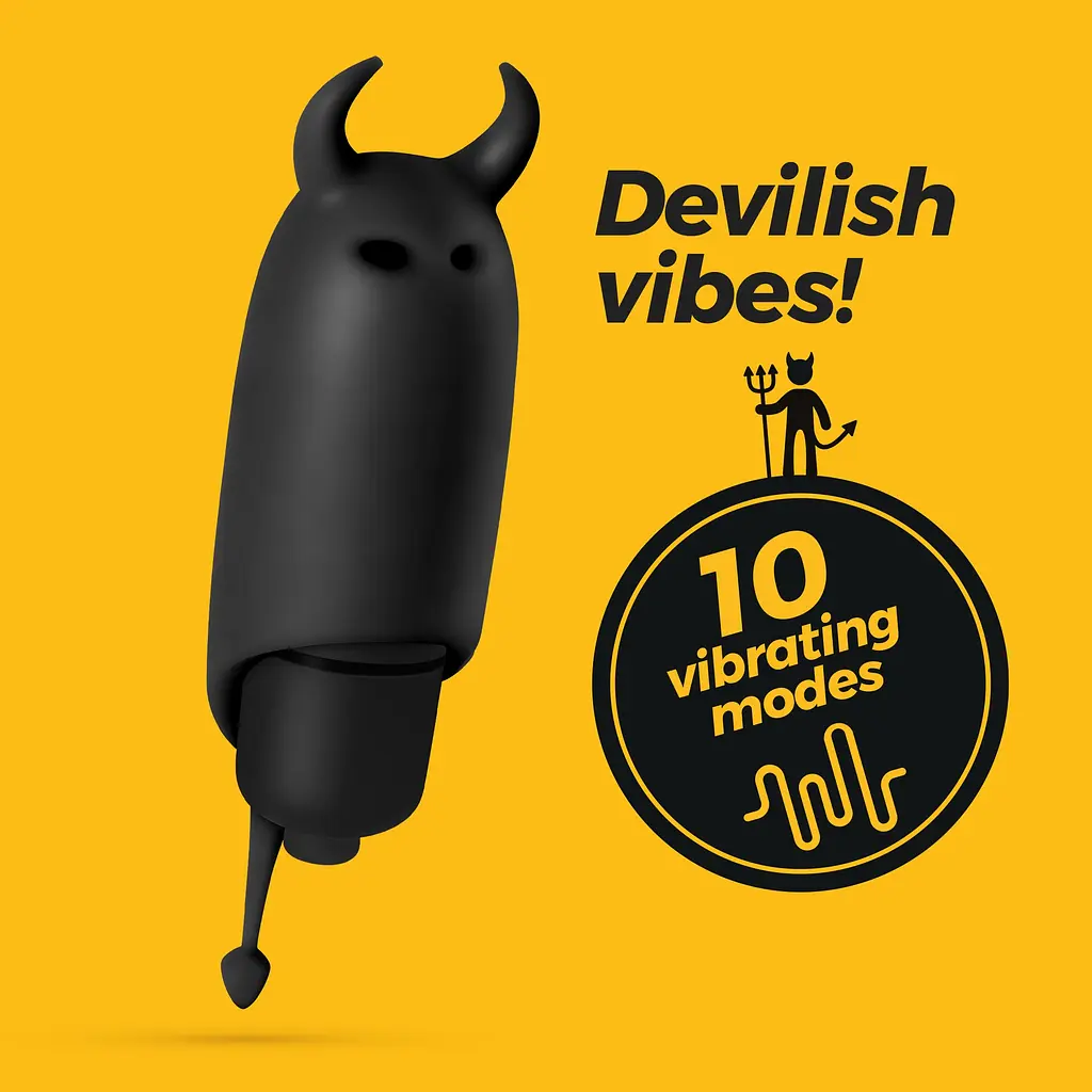 Вібратор Crushious O-Pet Devil 10 режимів чорний 8.8х2.4 см - фото 10