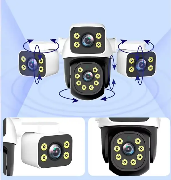 Компактна Вулична WiFi IPкамера PC295 12Мп  біло-чорна 3 незалежних об'єктиви поворотні - фото 4