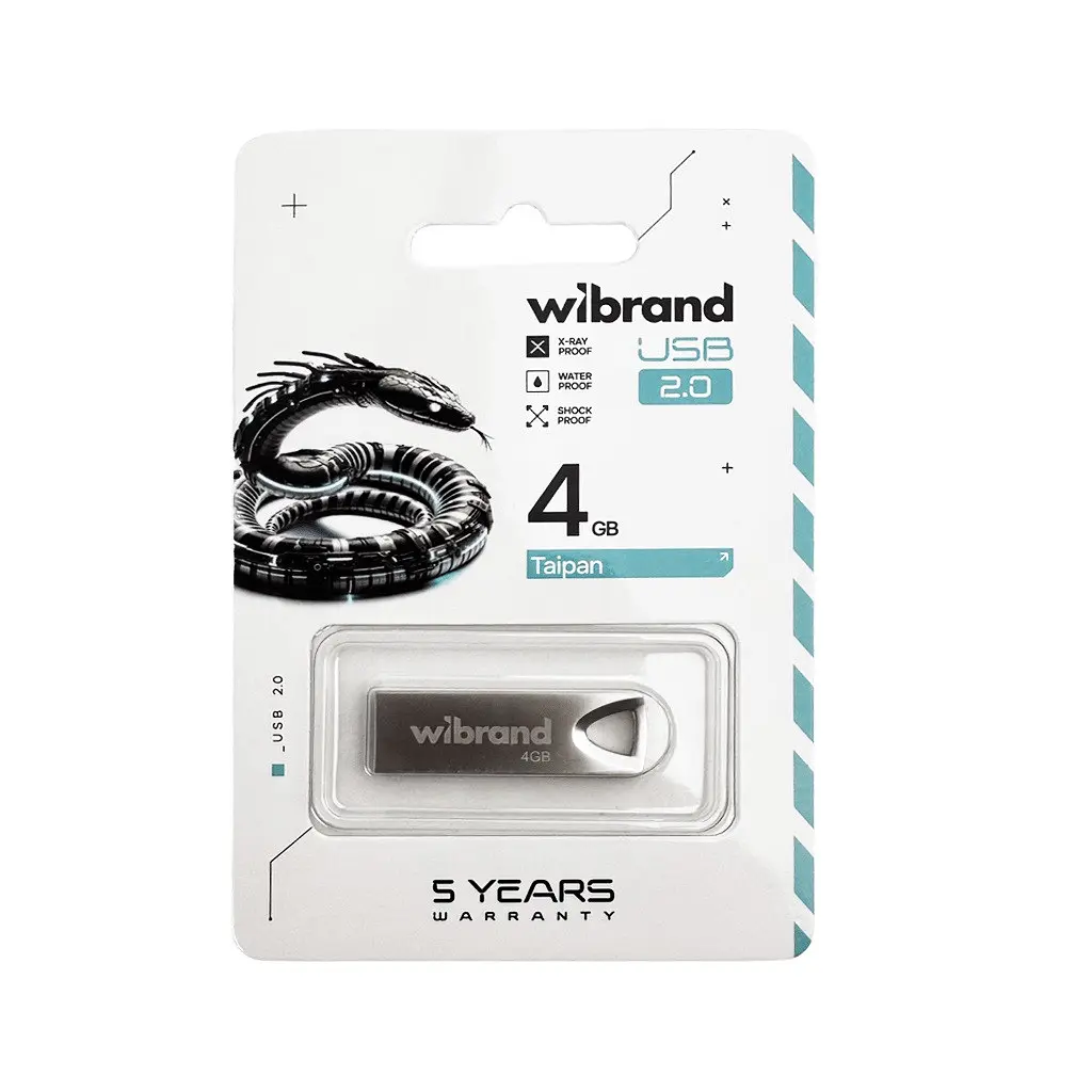 Флеш-накопичувач Wibrand USB 2.0 Taipan 4Gb Сріблястий - фото 2