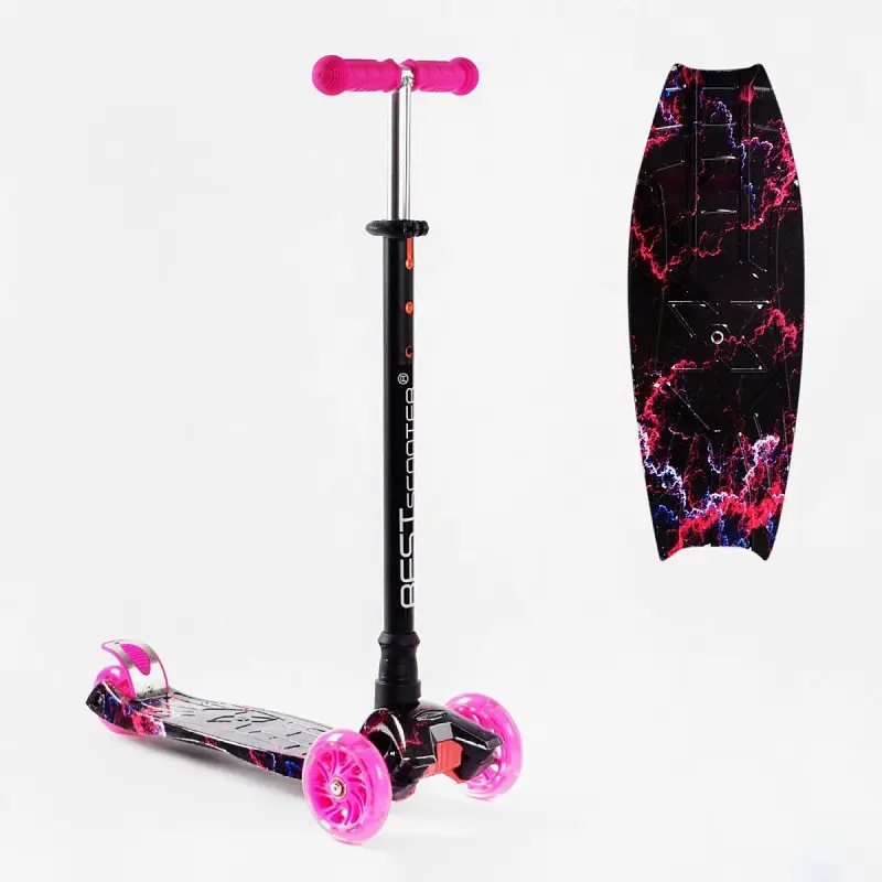 Триколісний самокат Best Scooter Skyper Maxi колеса з підсвічуванням PU 120мм (Фуксія) - фото 3