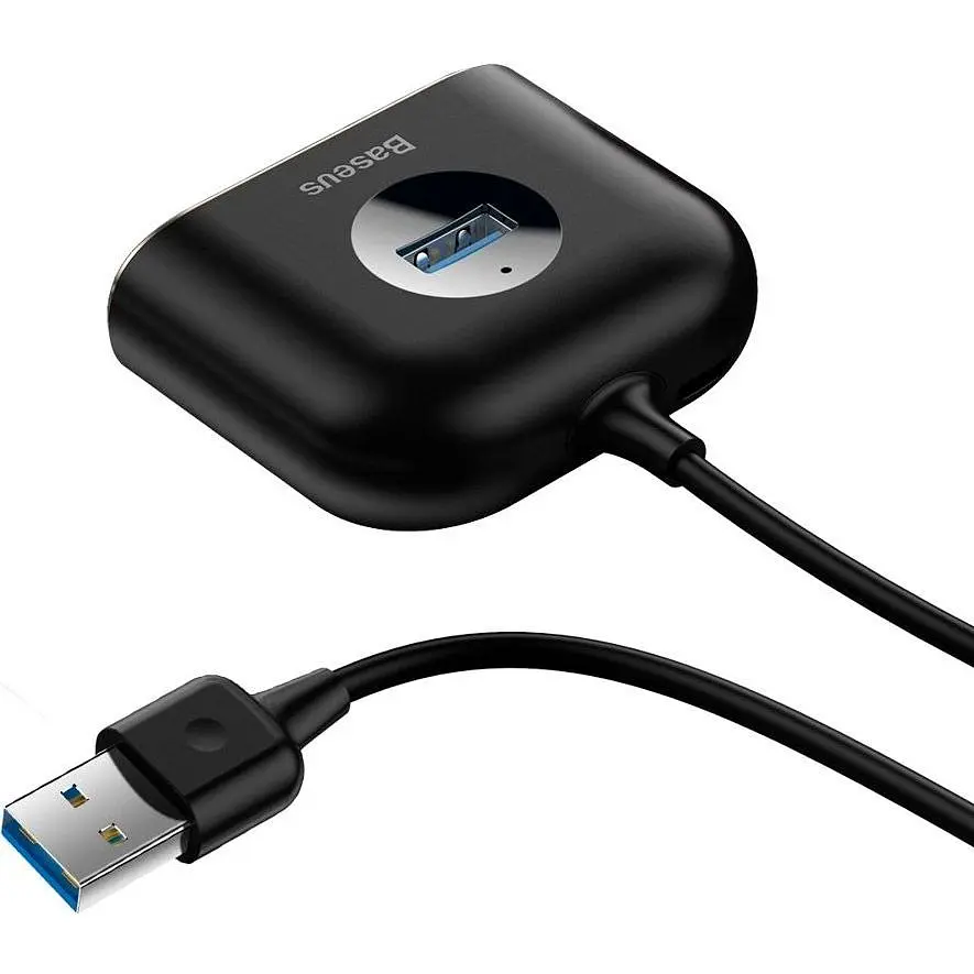 USB-хаб Baseus Square Round Box 4-Port USB-A Black 1м (CAHUB-AY01) [77938] - фото 3
