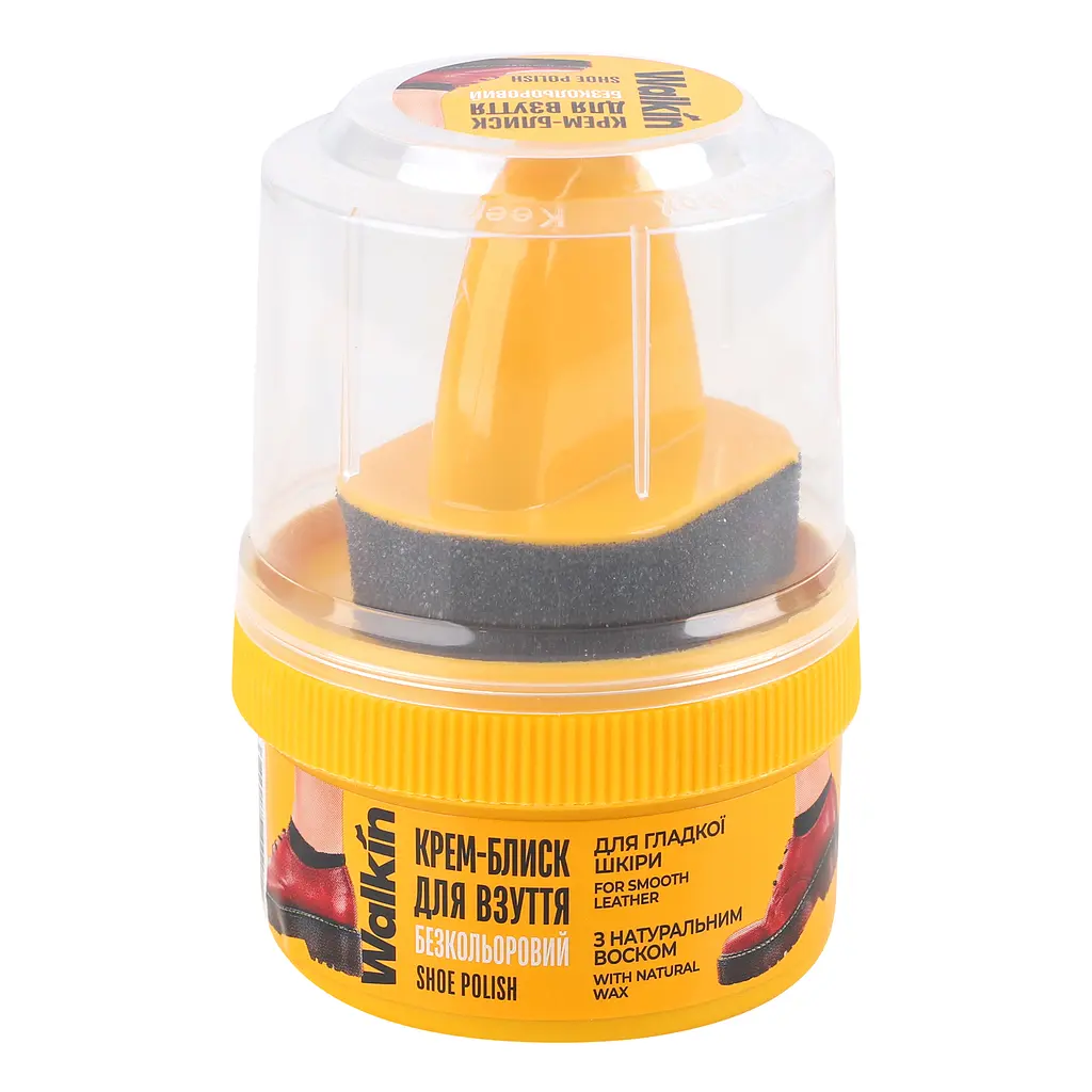 Крем-блиск для взуття з гладкої шкіри Walkin з аплікатором безбарвний 75 мл - фото 6