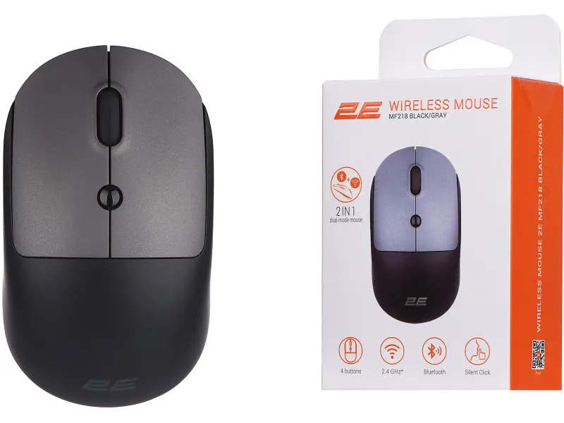 Миша 2E MF218 Silent WL BT Black/Gray (-MF218WBG) - фото 7