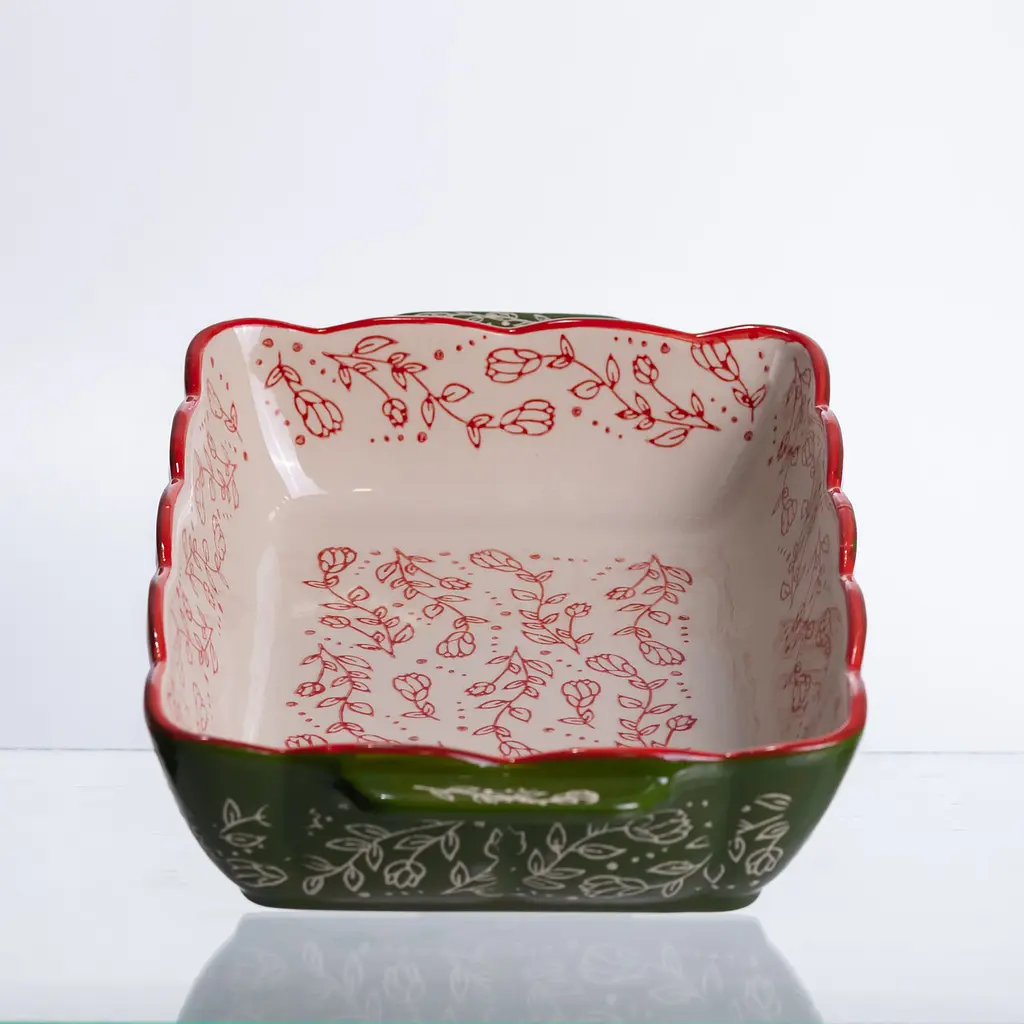 Форма для выпечки Vintage 28×17×5 (см) прямоугольная форма для выпекания в духовке с ручками Зеленый Yiwu HM05-10 - фото 10