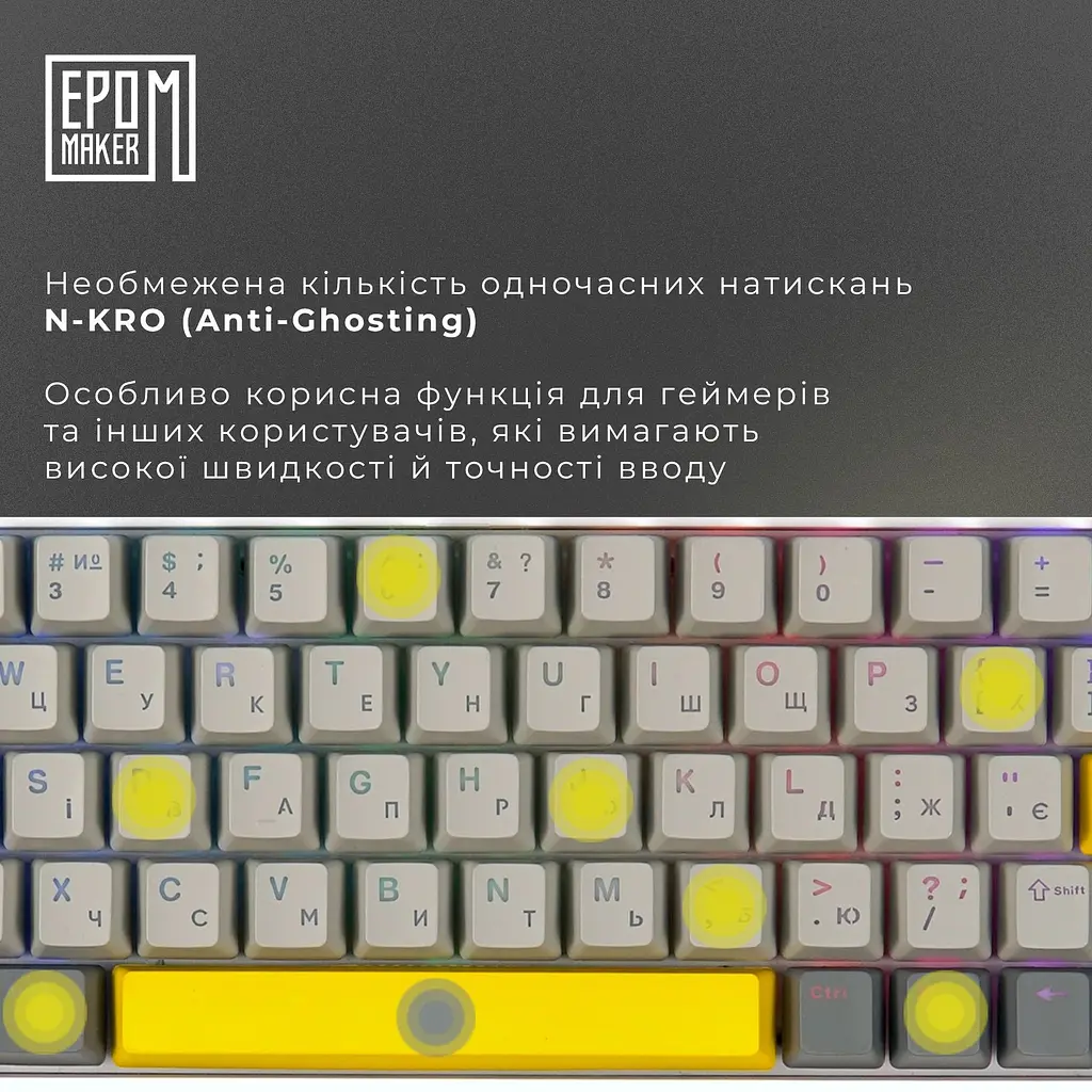 Клавиатура Epomaker EP64 Mulan White механическая беспроводная (EP64-WM) - фото 6