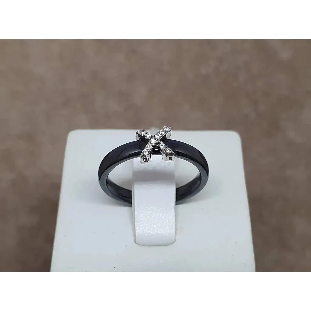 Срібне кільце Aurora з керамікою і фіанітами. С1164Ч 17 - фото 4