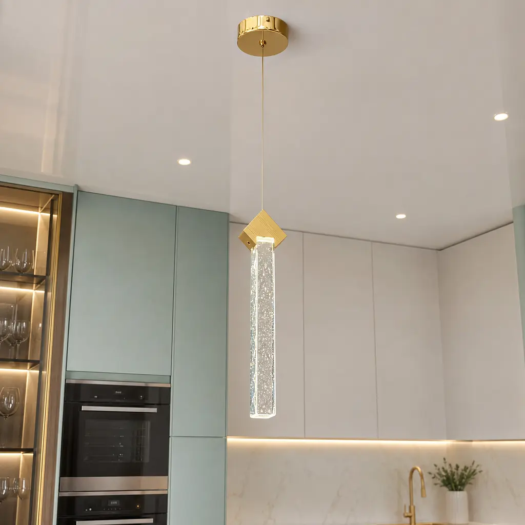 Поодинокий золотий LED підвіс зі склом та бульбашками Artlight B2317/1 для кухні та бару - фото 2