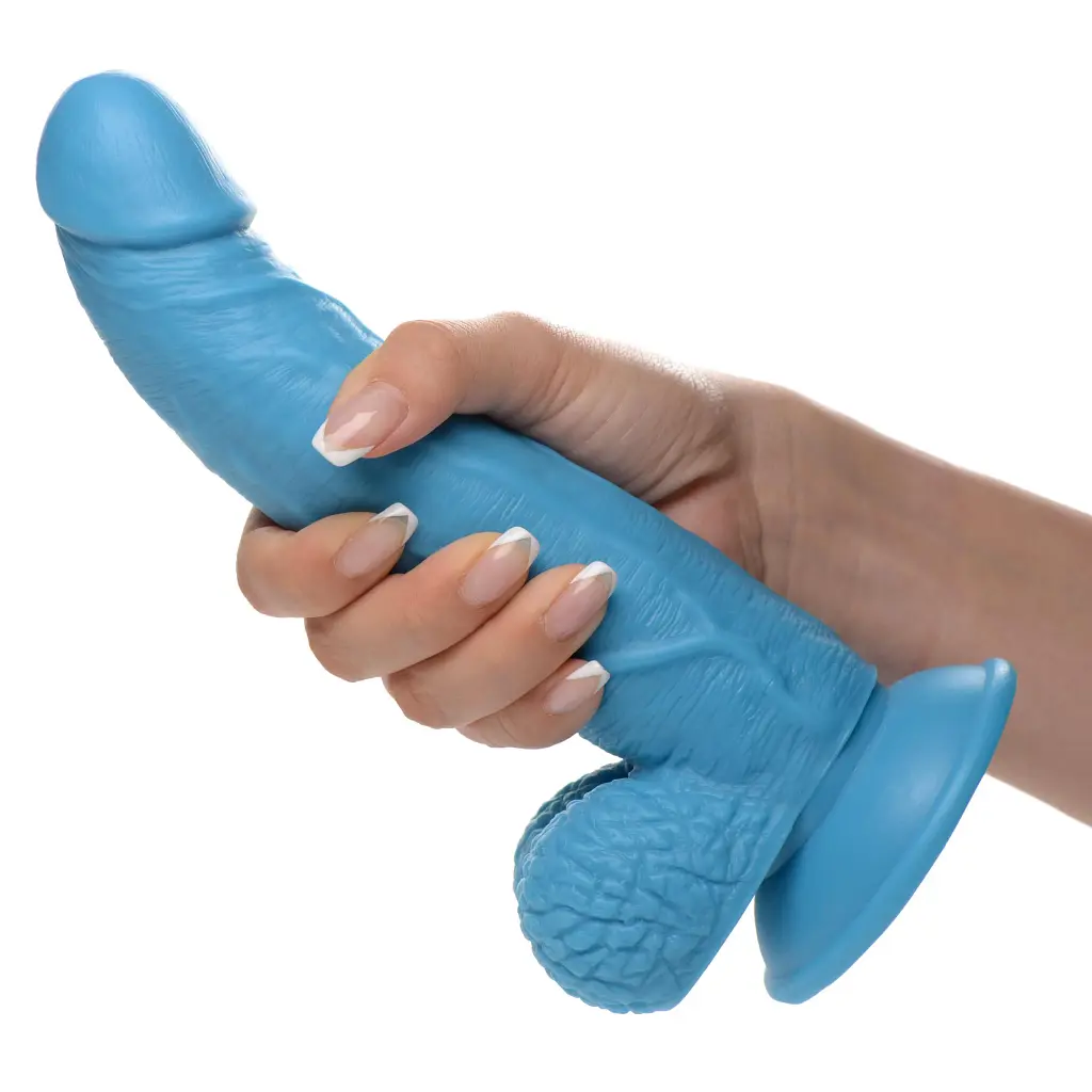 Фалоімітатор Pop Peckers 7.5 Dildo With Balls - Blue, 21.5 см (блакитний) - фото 8