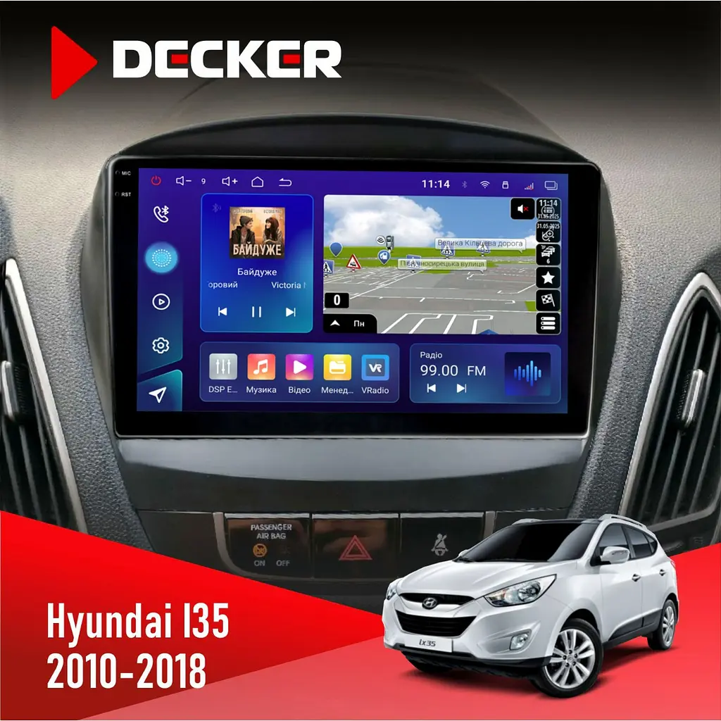 Штатная магнитола Hyundai ix35 2010-2018 Decker D9-009 4x64, DSP, 4G, 2k Decker (НФ-00008225)