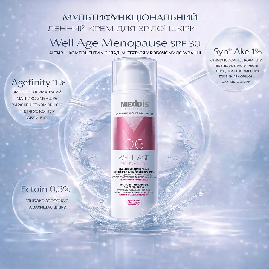 Мультифункціональний денний крем для зрілої шкіри SPF 30 Well Age Menopause Meddis 50 мл - фото 6