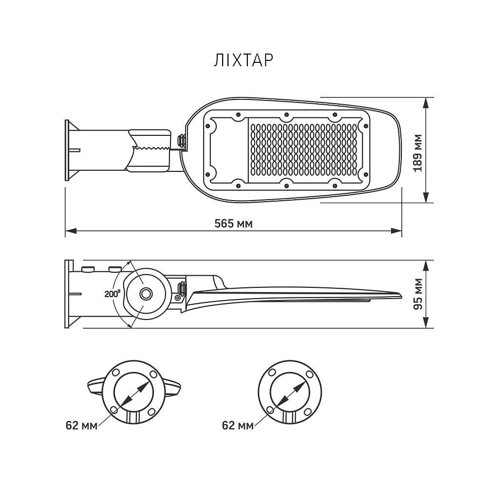 LED вуличний ліхтар автономний VIDEX 60W 5000K VIDEX (26702-000) - фото 10