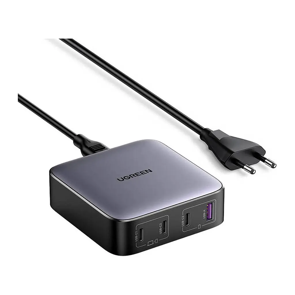 Зарядний пристрій Ugreen GaN серії Nexode CD328, 4xUSB 100 Вт (3xUSB-C + USB-A QC 3.0), чорний (90928)