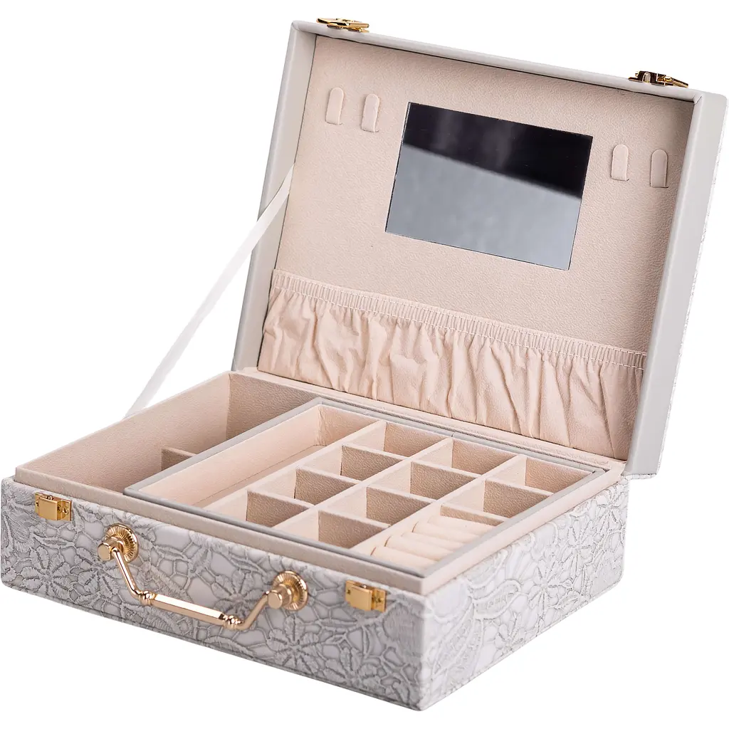 Кейс-органайзер для украшений Yiwu с накидными замками 24х18.5х8.5 см серый HP-5-15G - фото 3