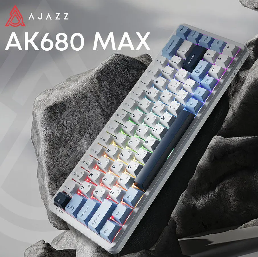 Клавіатура ігрова механічна Ajazz AK-680-MAX Magnetic Switch RGB USB White - фото 3