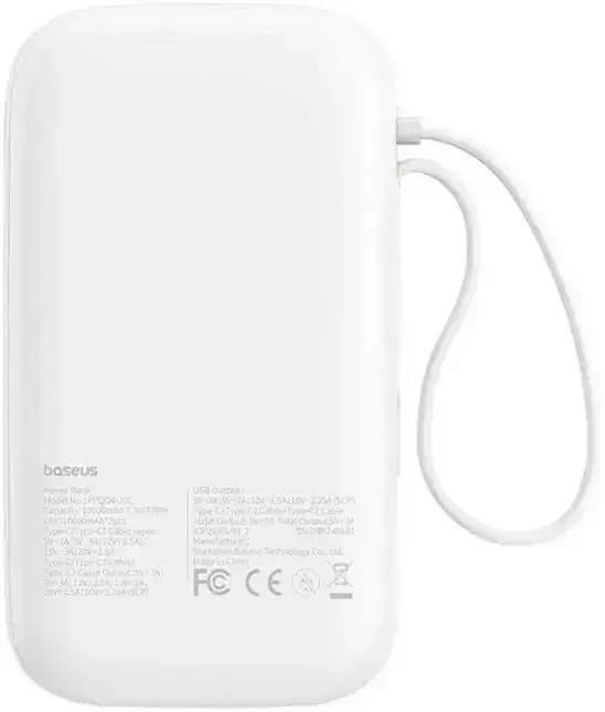 Павер банк - зовнішній акб Baseus Qpow 2 Digital Display 20000mAh 30W (P10055009213-00) 2 in 1 білий - фото 4