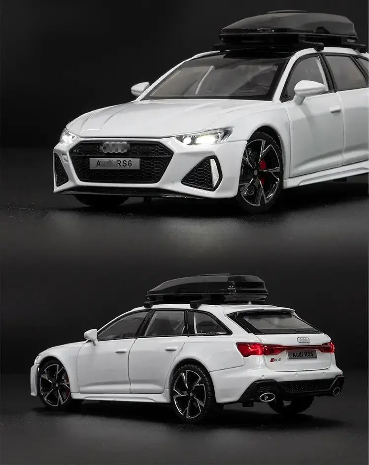 Колекційна металева модель автомобіля АвтоЕксперт Audi RS6 з додатковим багажником на дах, інерцією, світлом та звуком 1:32 - фото 8