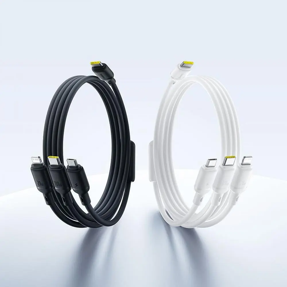 Кабель Baseus Silky One-for-Three Fast Charging Type-C to Micro USB+Lightning+Type-C 100W 1.5m black (P10377706123-00) - фото 9