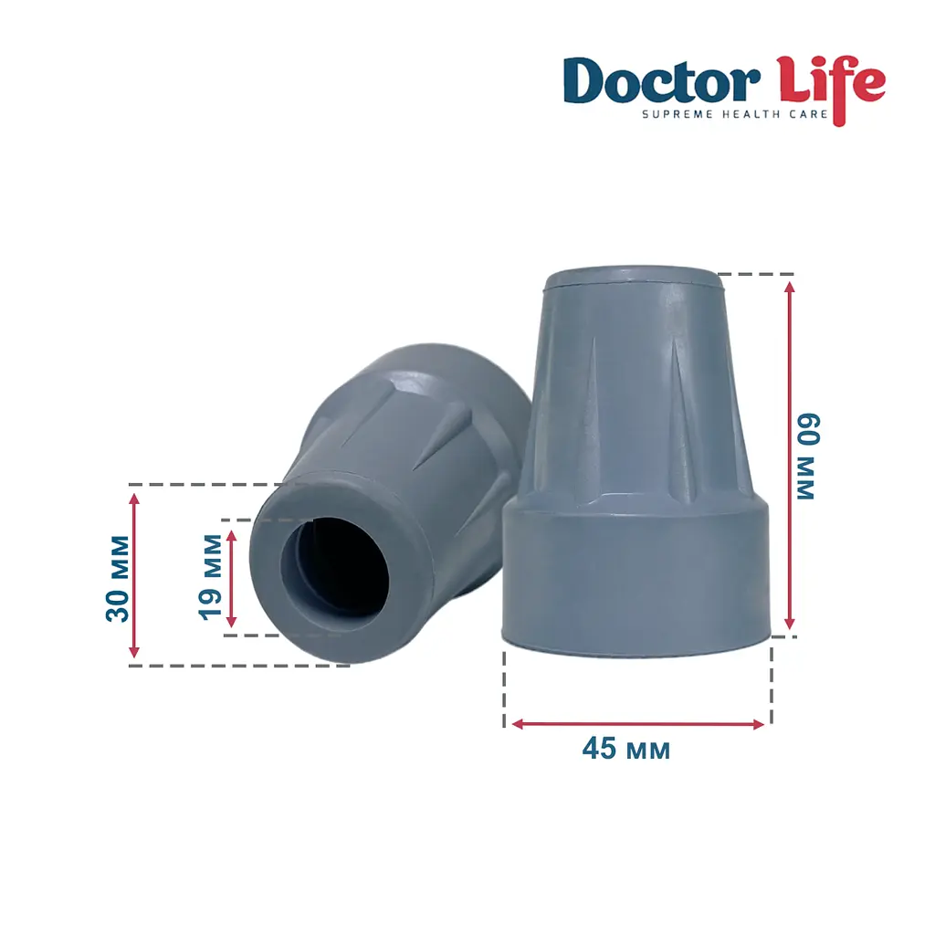 Гумовий наконечник для палиць Doctor Life 10030/2/GR 19 мм сірий (10030/2/GR-2704) - фото 4