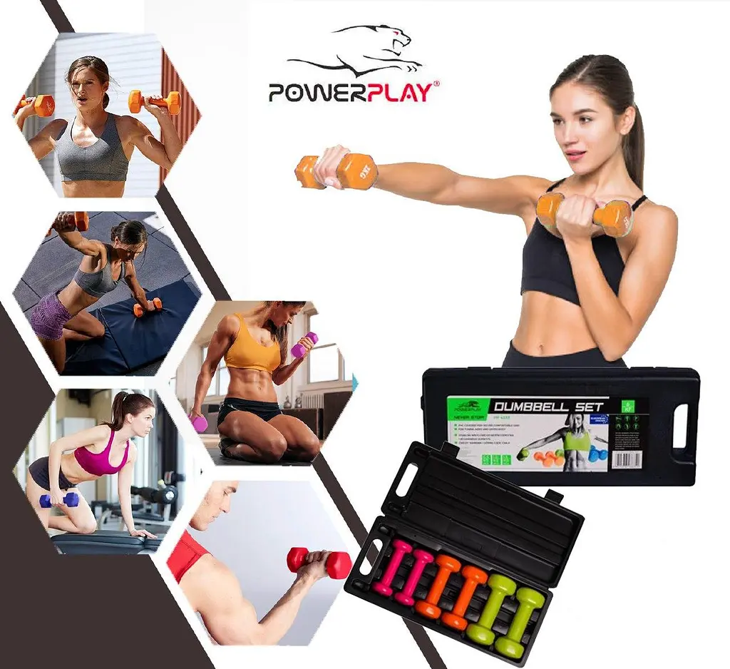 Набор гантелей в кейсе (2шт.*0.5кг. 2шт.*1кг. 2шт.*1.5кг.) PowerPlay 6 кг fit0011665 - фото 7