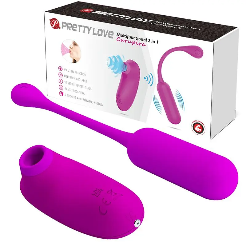 Стимулятор Pretty Love - Curupira Multifunctional Sucker Purple Вакуумний + віброяйце фіолетовий